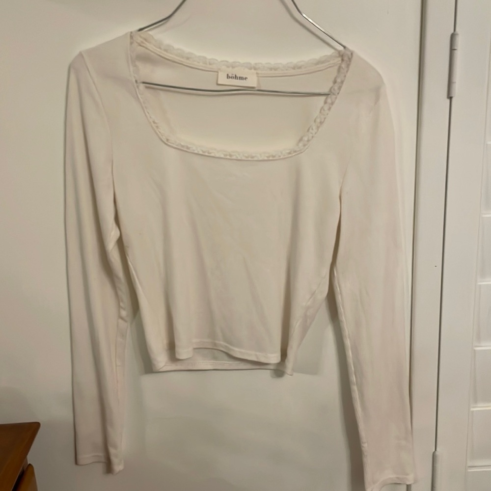 Bohme long sleeve lace trim top